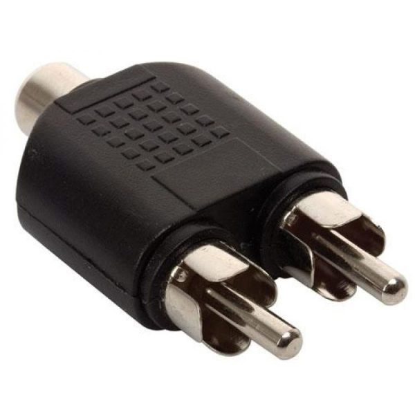 Adaptador Video 1 RCA macho a 2 RCA hembra