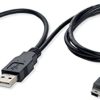 Cable USB 2.0 Doble Alimentación 2xAM MiniUSB-M
