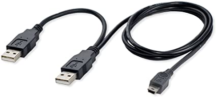 Cable USB 2.0 Doble Alimentación 2xAM MiniUSB-M