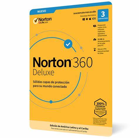 Antivirus Norton 360 Deluxe 3 us. 1 año